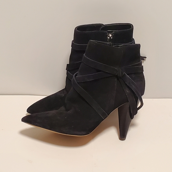 Marc Fisher Womens sz 5.5 M Ankle Boots Pointed Toe Suede Stiletto High Heels - Picture 2 of 10